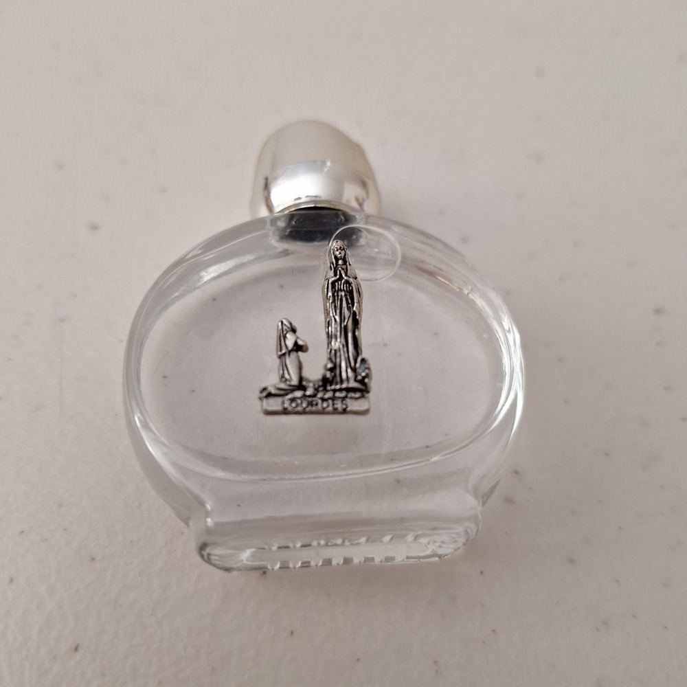 Lourdes French Catholic bottle Of Holy Water Mother Mary in Silver plated - Picture 6 of 10